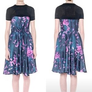 𝅺calla floral twist dress silk wool made in France